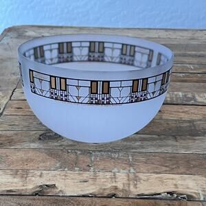 Vtg Omaggio Frank Lloyd Wright Frosted Glass Bowl Architecture Sculpture